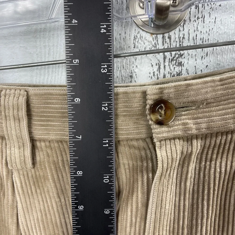 L.L. Bean Classic Fit Corduroy Pants Tan Pleated Straight Leg 36x32